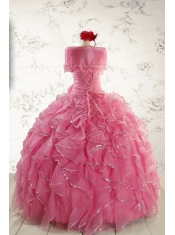 2015 New Style Rose Pink Quinceanera Dresses with  Beading