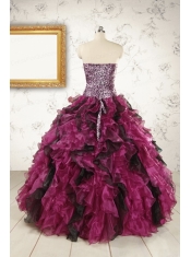 2015 New Style Sweetheart Ruffles Multi-color Quinceanera Dresses