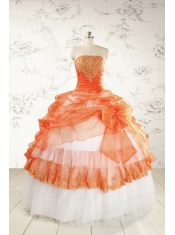 2015 Perfect Strapless Quinceanera Dresses with Beading