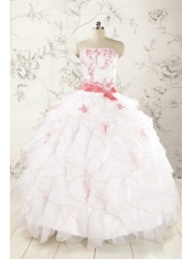 2015 Pretty Appliques and Ruffles Quinceanera Dresses with Strapless