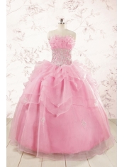 2015 Pretty Appliques Baby Pink Quinceanera Dresses