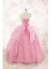 2015 Pretty Appliques Baby Pink Quinceanera Dresses