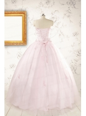 2015 Pretty Appliques Light Pink Quinceanera Dresses