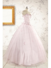 2015 Pretty Appliques Light Pink Quinceanera Dresses
