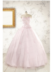 2015 Pretty Appliques Light Pink Quinceanera Dresses