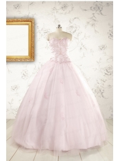 2015 Pretty Appliques Light Pink Quinceanera Dresses