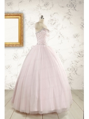 2015 Pretty Beading Light Pink Quinceanera Dresses