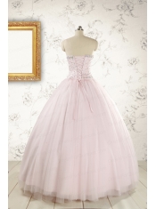 2015 Pretty Beading Light Pink Quinceanera Dresses