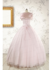 2015 Pretty Beading Light Pink Quinceanera Dresses