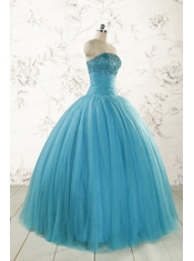 2015 Pretty Strapless Quinceanera Dresses with Beading