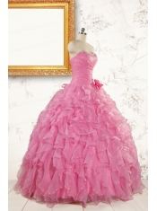 2015 Pretty Sweetheart Beading Baby Pink Quinceanera Dresses