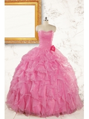 2015 Pretty Sweetheart Beading Baby Pink Quinceanera Dresses
