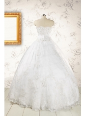 2015 Puffy Appliques Quinceanera Dress in White