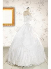 2015 Puffy Appliques Quinceanera Dress in White