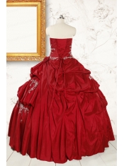 2015 Puffy Appliques Wine Red Remarkable Quinceanera Dresses