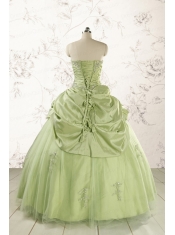 2015 Sweetheart Beading Quinceanera Dress in Yellow Green