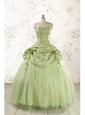 2015 Sweetheart Beading Quinceanera Dress in Yellow Green