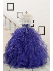 2015 Sweetheart Ruffles Purple Quinceanera Dresses with Wraps