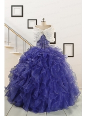 2015 Sweetheart Ruffles Purple Quinceanera Dresses with Wraps