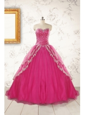 2015 Sweetheart Sweep Train Trendy Quinceanera Dresses with Sequins and Appliques