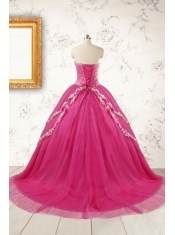 2015 Sweetheart Sweep Train Trendy Quinceanera Dresses with Sequins and Appliques