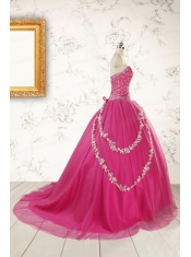 2015 Sweetheart Sweep Train Trendy Quinceanera Dresses with Sequins and Appliques