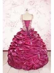 2015 Unique Appliques Quinceanera Dresses with Spaghetti Straps