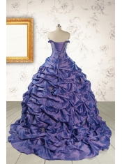 2015 Unique Purple Quinceanera Dresses with Brush Train