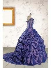 2015 Unique Purple Quinceanera Dresses with Brush Train