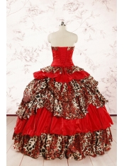 2015 Unique Strapless Leopard Quinceanera Dresses in Multi-color