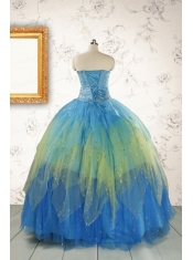 2015 Unique Sweetheart Beading Quinceanera Dresses in Multi-color