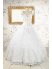 2015 Wonderful  White Quinceanera Dresses with Appliques and Beading