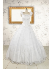 2015 Wonderful  White Quinceanera Dresses with Appliques and Beading