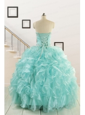 Apple Green Quinceanera Dresses with Beading for 2015