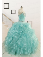 Apple Green Quinceanera Dresses with Beading for 2015