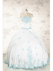 Appliques Pretty Quinceanera Dresses in White for 2015