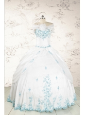Appliques Pretty Quinceanera Dresses in White for 2015