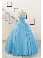 Aqua Blue Super Hot Puffy Sweet 16 Dresses for 2015