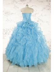 Baby Blue 2015 Prefect Quinceanera Dresses with Beading and Ruffles