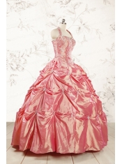 Beautiful Beading and Appliques Watermelon Red Sweet 16 Dresses