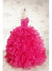 Beautiful Hot Pink Sweet 15 Dresses with Appliques and Ruffles