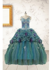 Beautiful Multi-color Straps Appliques Quinceanera Dresses for 2015