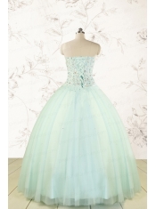 Cheap 2015 Light Blue Sweet 15 Dresses with Beading