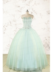 Cheap 2015 Light Blue Sweet 15 Dresses with Beading
