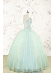 Cheap 2015 Light Blue Sweet 15 Dresses with Beading