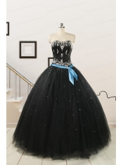 Cheap Black Quinceanera Dresses with Appliques