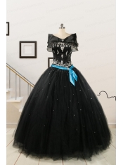 Cheap Black Quinceanera Dresses with Appliques