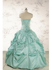 Cheap Turquoise Quinceanera Dresses with Appliques