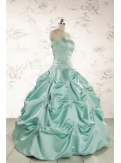 Cheap Turquoise Quinceanera Dresses with Appliques