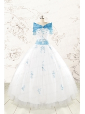 Discount Appliques and Beading White 2015 Quinceanera Dresses
